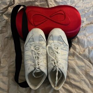 Women's White Athletic Shoes with Red Case